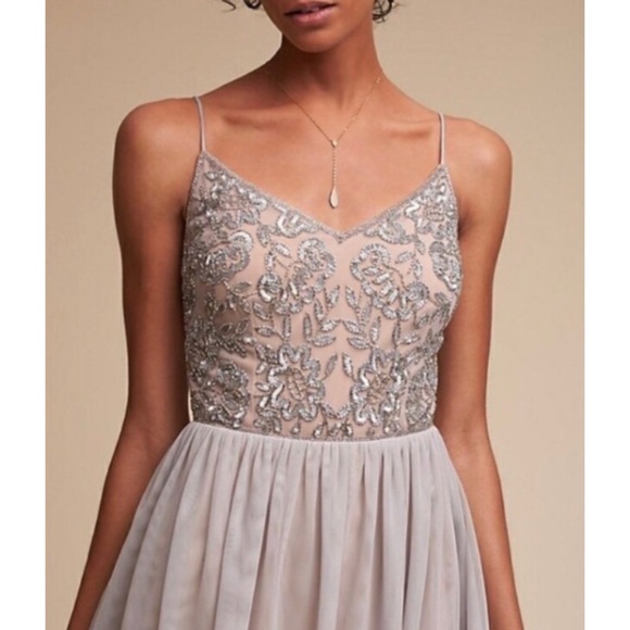 NWT Adrianna Papell BHLDN Bellina Gray Embellished - Picture 4 of 7